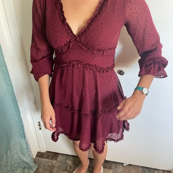 B Darlin | Dresses | B Darlin Macys Maroon Polka Dot Short Cocktail Dress